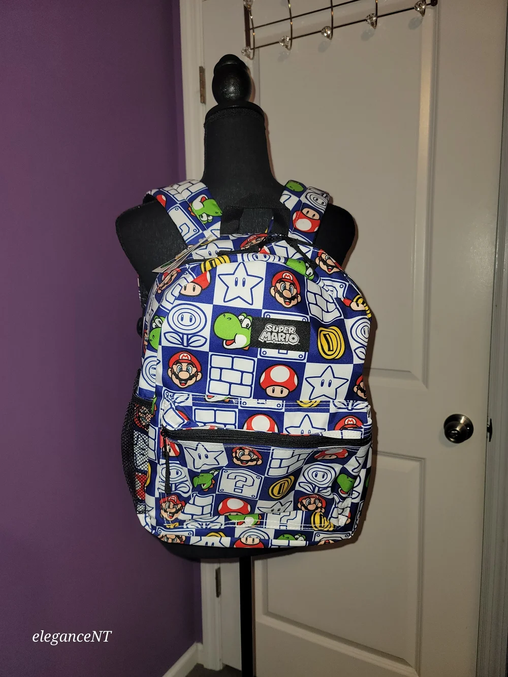 Old Navy Super Mario Blue White Red Kids Canvas Backpack NWT